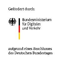 Logo des Bundesministeriums für Digitales und Verkehr mit Förderzusatz